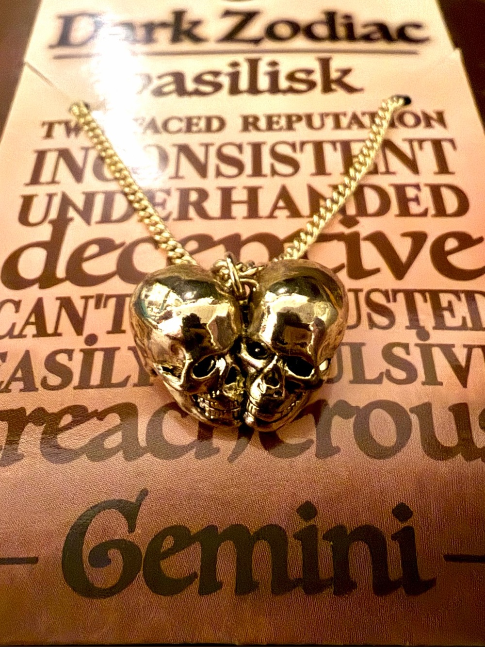 Dark Zodiac | Gemini Gold Necklace